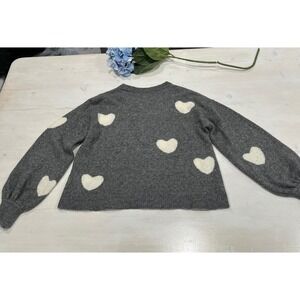 Madewell‎ Heart Sweater Crewneck Pullover Knit Wool Blend Gray XXS
